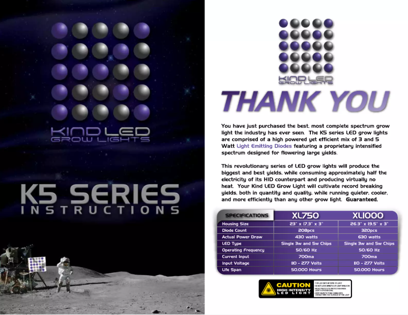 Página 1 del manual Manual de usuario Kind LED K5 Series XL1000