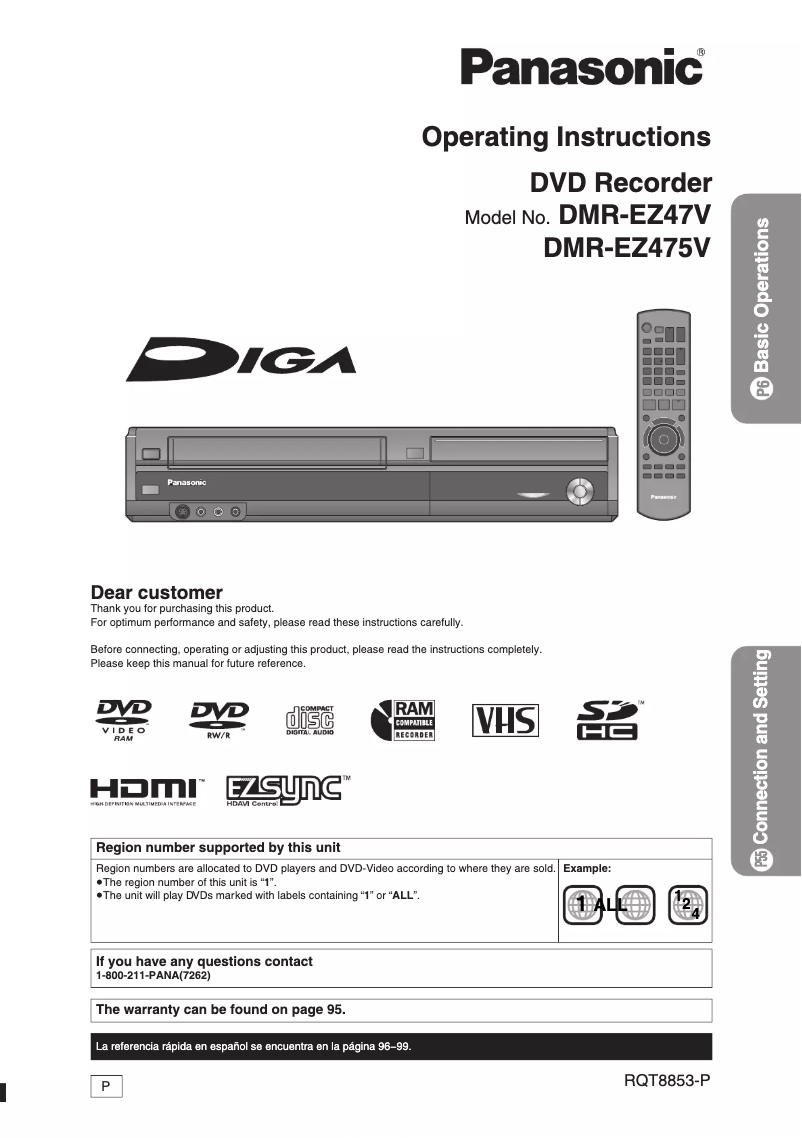 Página nº 1 - Manual de usuario Panasonic DMR-EZ47