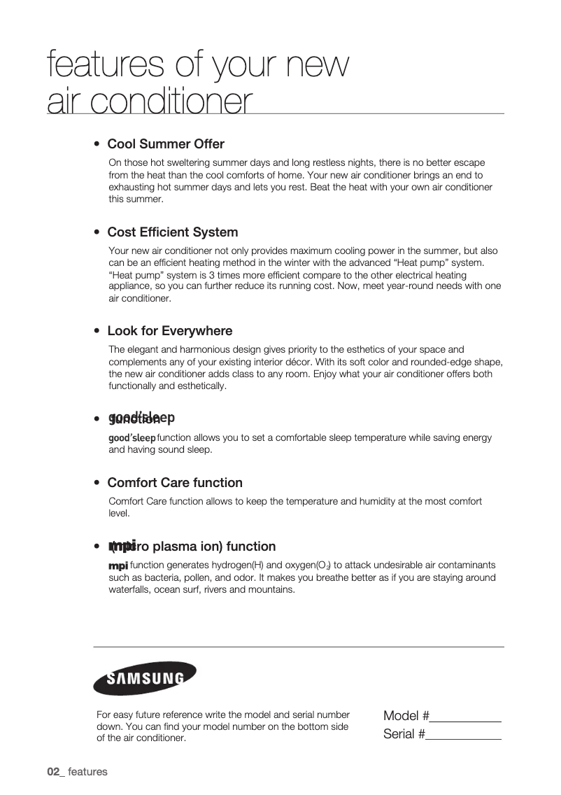 Imagen de la primera página del manual del dispositivo AQV09EWCN