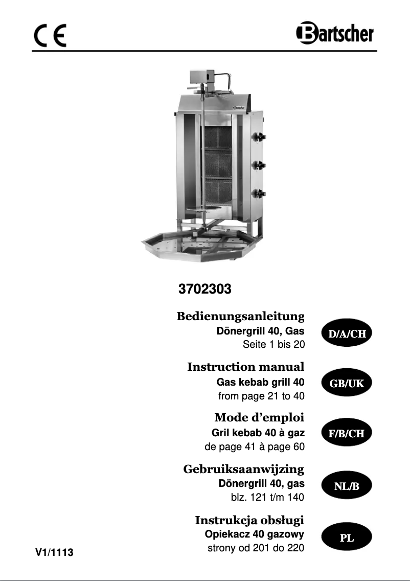 Página nº 1 - Manual de usuario Bartscher Gril kebab 3702303