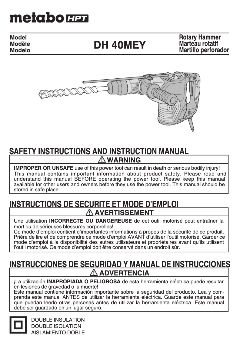 Página 1 del manual Manual de usuario HiKOKI DH40MEY