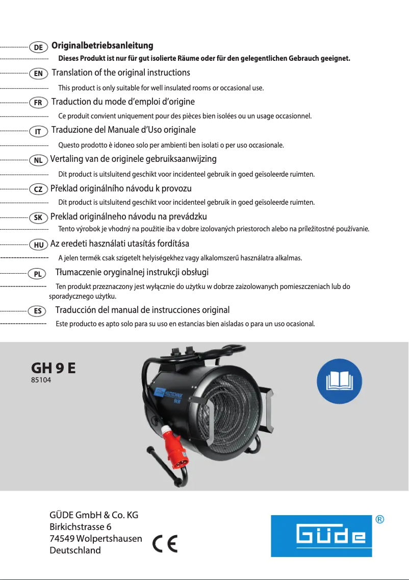 Imagen de la primera página del manual del dispositivo GH 9 E