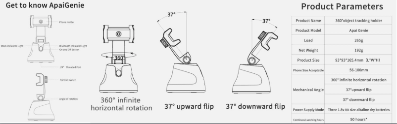 Imagen de la primera página del manual del dispositivo Auto Object Tracking Houder Smartphone