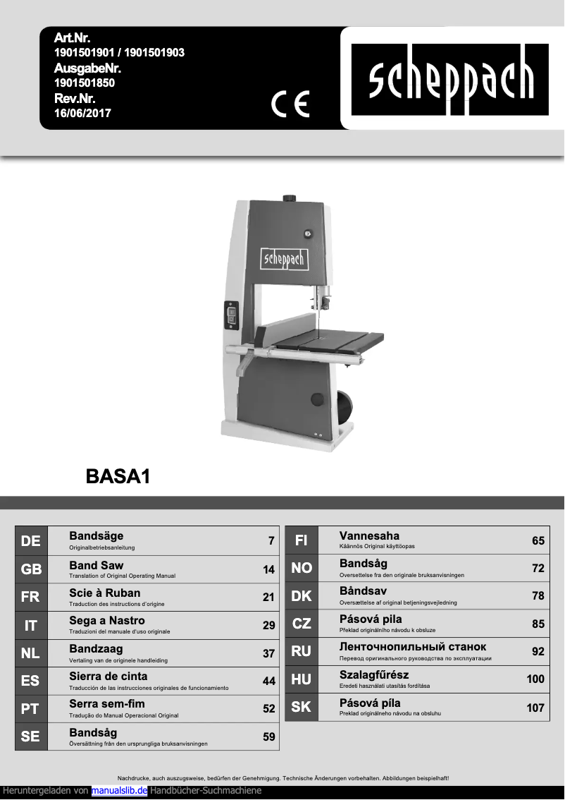 Imagen de la primera página del manual del dispositivo BASA1
