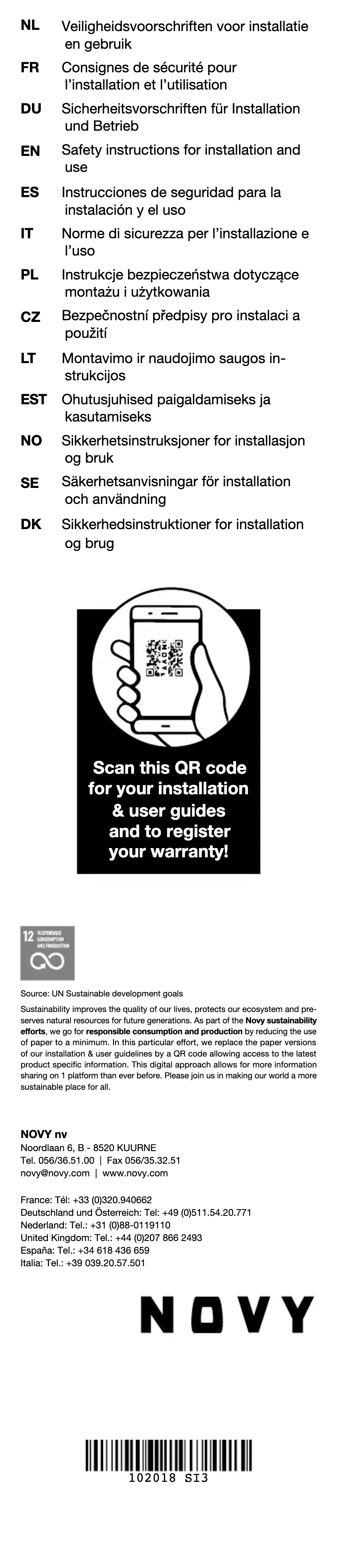 Página 1 del manual Instrucciones de seguridad Novy Flat'line 7650