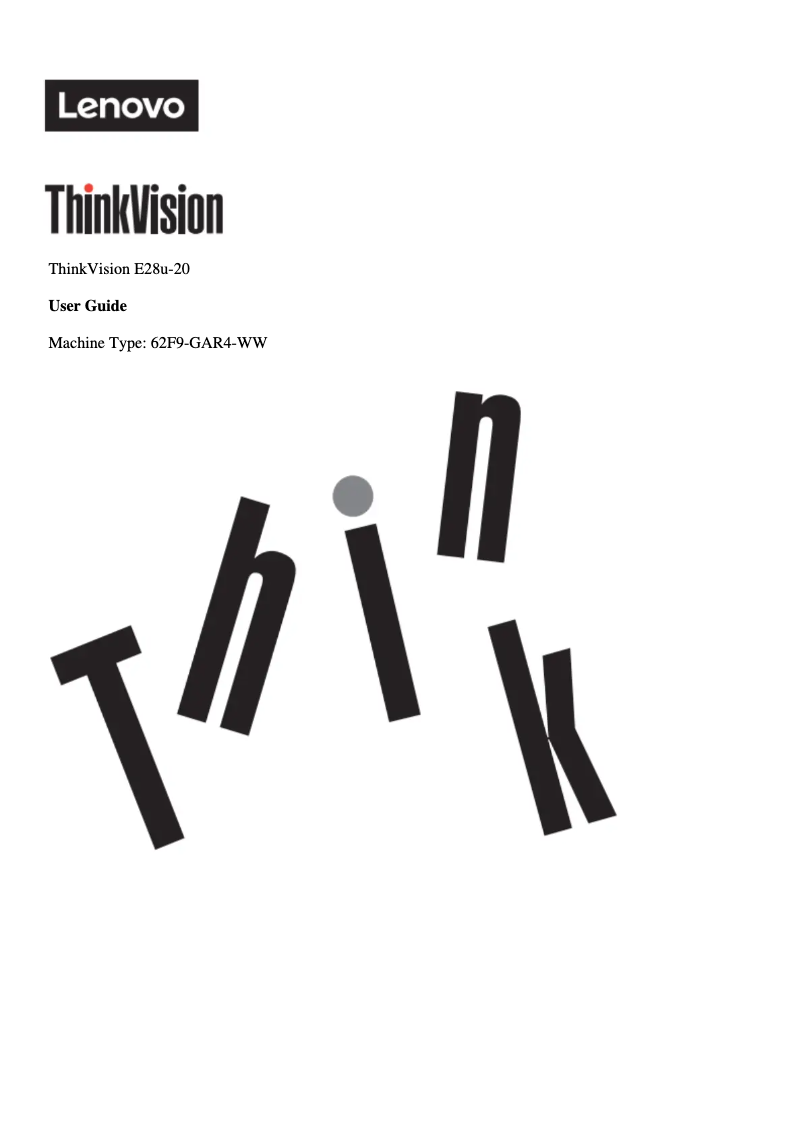 Imagen de la primera página del manual del dispositivo ThinkVision E28u-20