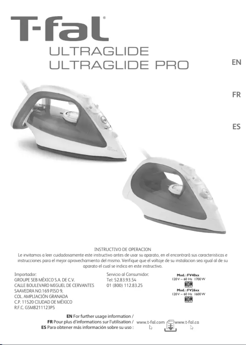 Página nº 1 - Manual de usuario Tefal Ultraglide Pro FV2614X0