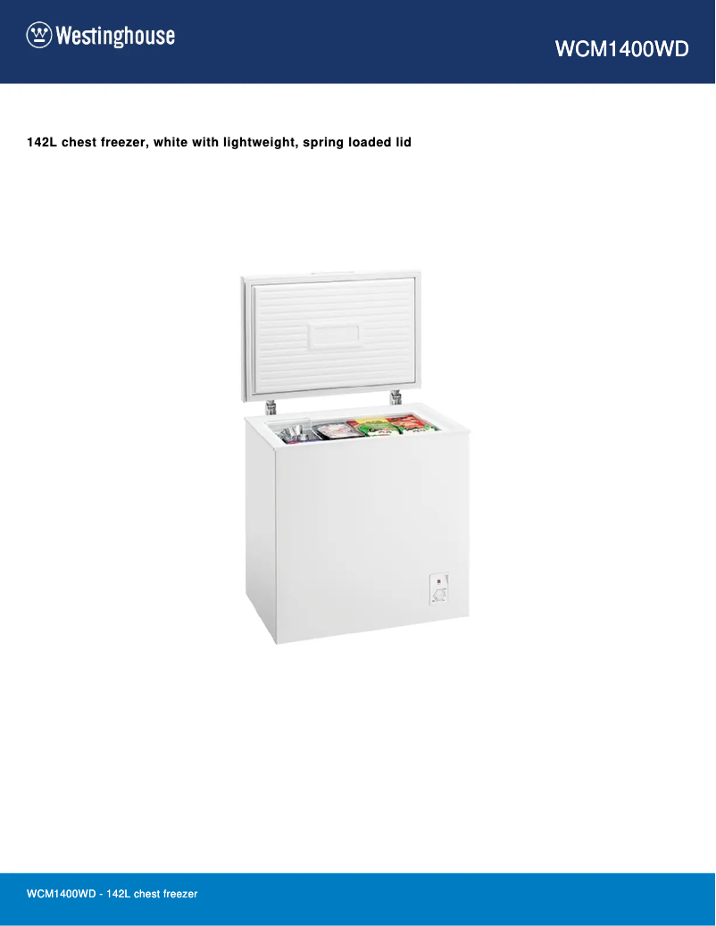 Página 1 del manual Ficha técnica Westinghouse WCM1400WD