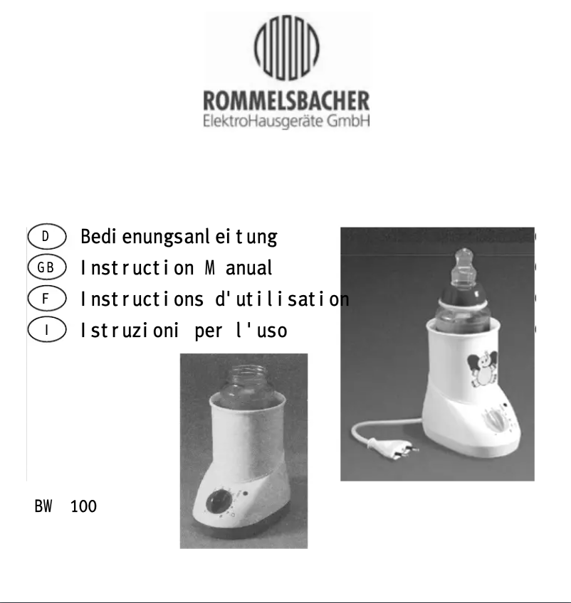 Página 1 del manual Manual de usuario Rommelsbacher BW 100