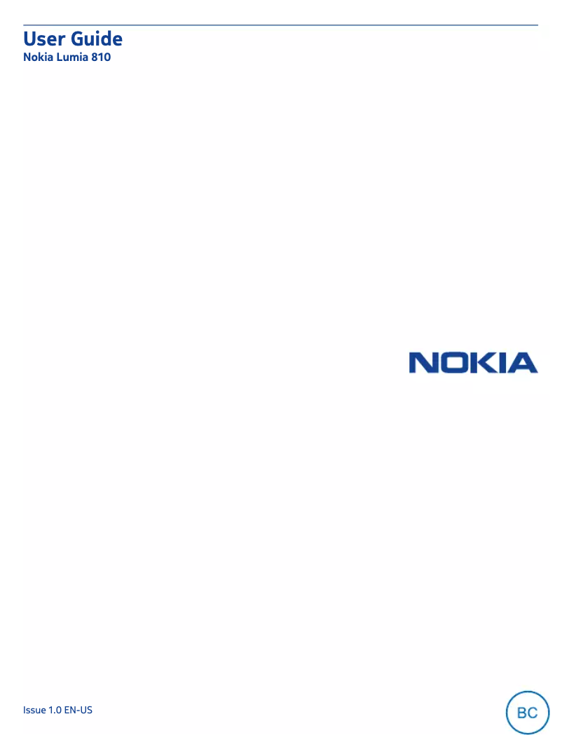 Imagen de la primera página del manual del dispositivo Lumia 810