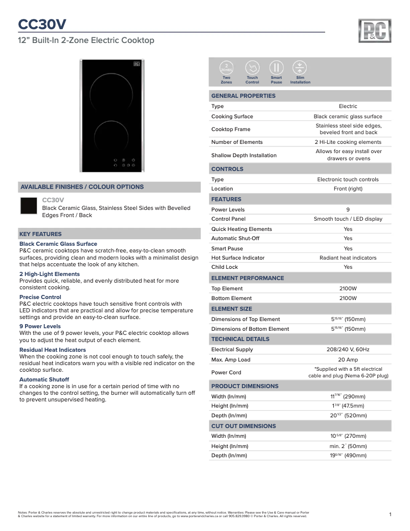 Imagen de la primera página del manual del dispositivo CC30V