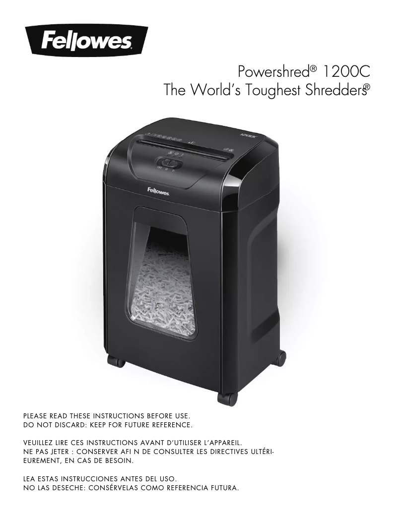 Página 1 del manual Manual de usuario Fellowes Powershred 1200C