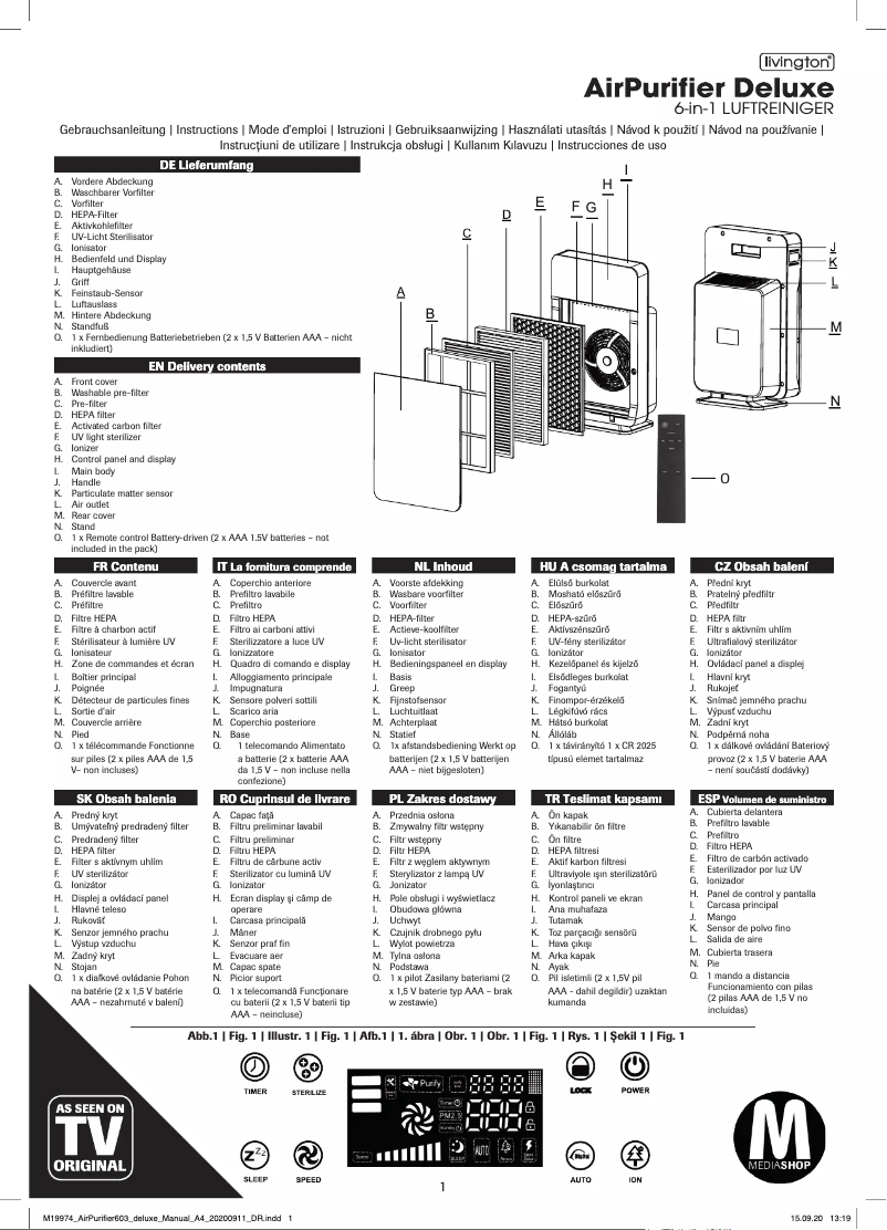 Imagen de la primera página del manual del dispositivo AirPurifier Deluxe