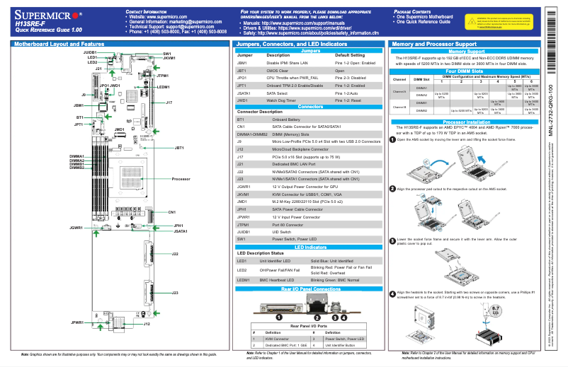 Página 1 del manual Guía de inicio rápido Supermicro H13SRE-F
