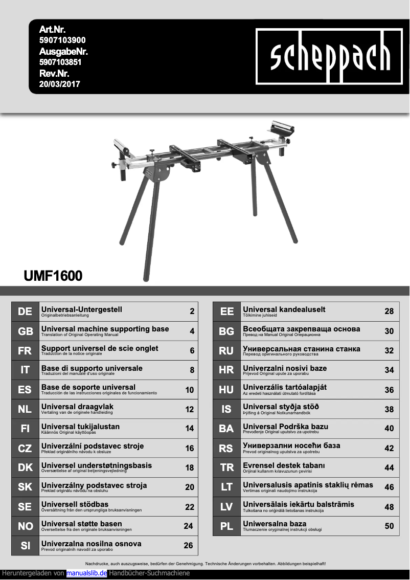 Imagen de la primera página del manual del dispositivo UMF1600