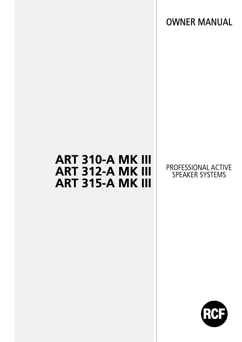 Página nº 1 - Manual de usuario RCF ART 312-A MKIII