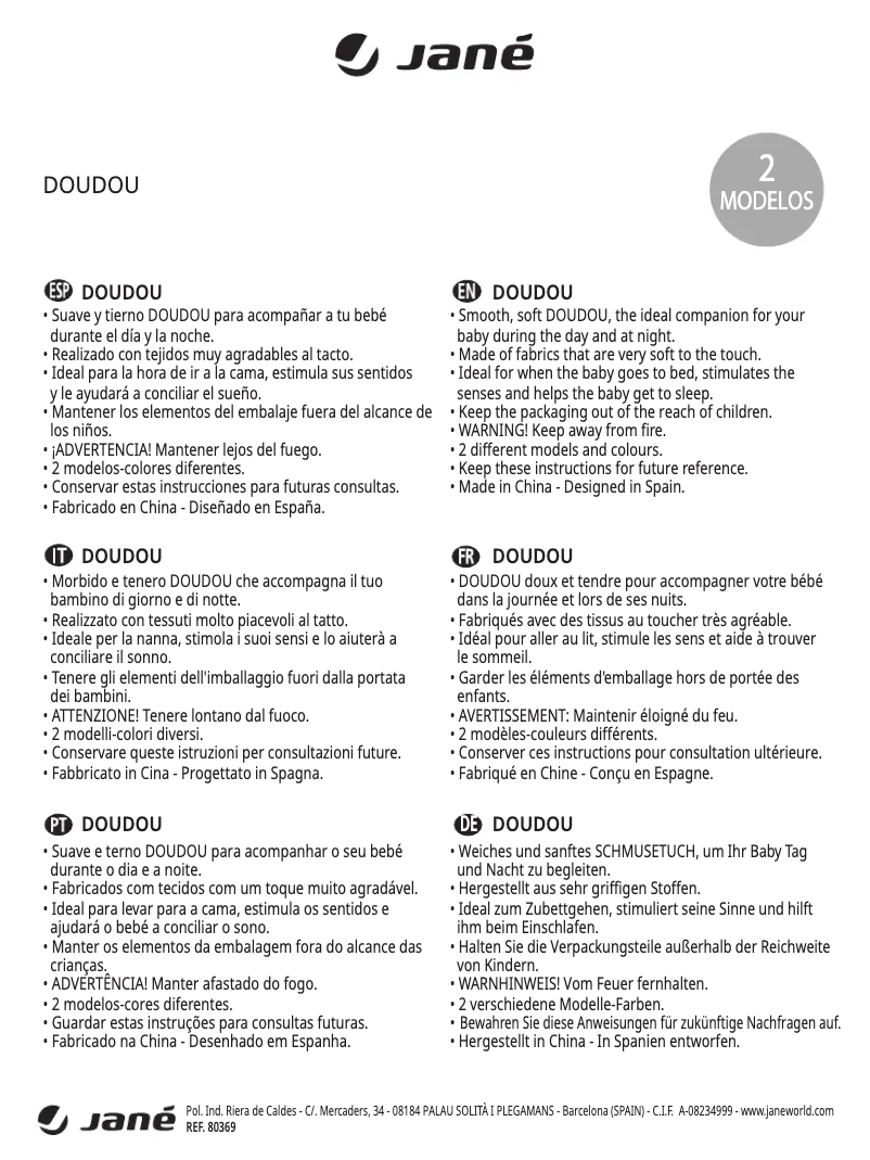 Imagen de la primera página del manual del dispositivo Doudou