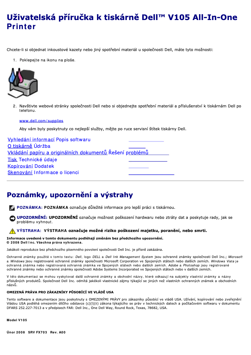 Imagen de la primera página del manual del dispositivo V105