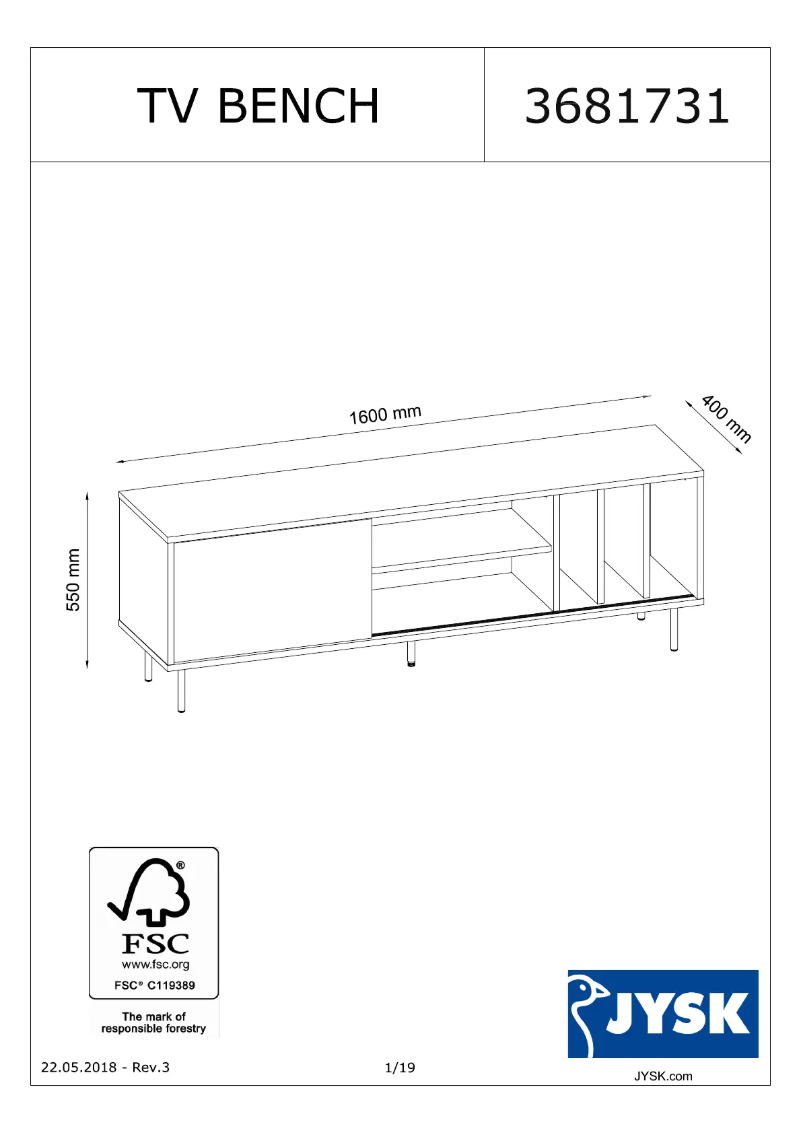 Página nº 1 - Manual de usuario JYSK Farsund