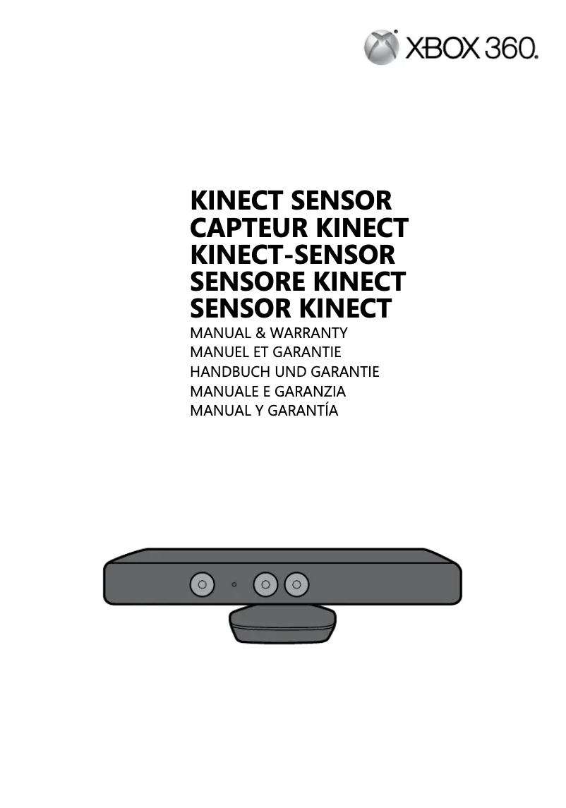 Imagen de la primera página del manual del dispositivo Xbox 360 Kinect Sensor