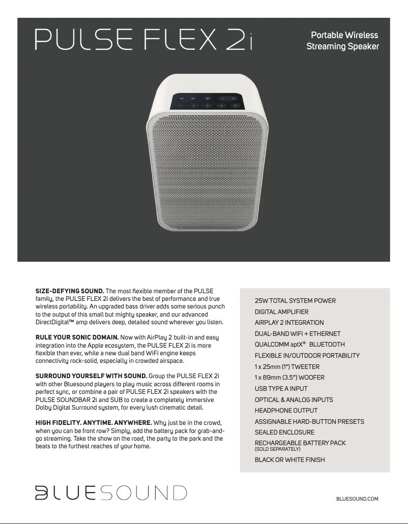 Imagen de la primera página del manual del dispositivo Pulse Flex 2i