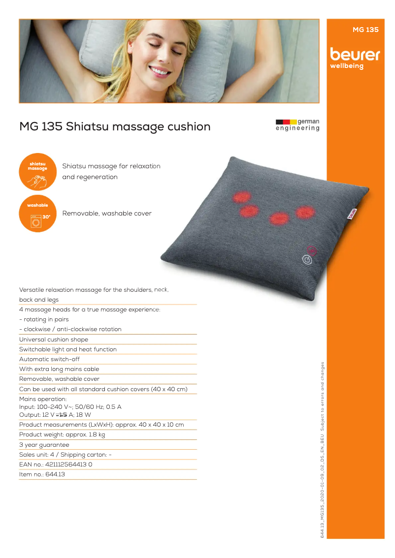 Imagen de la primera página del manual del dispositivo MG 135