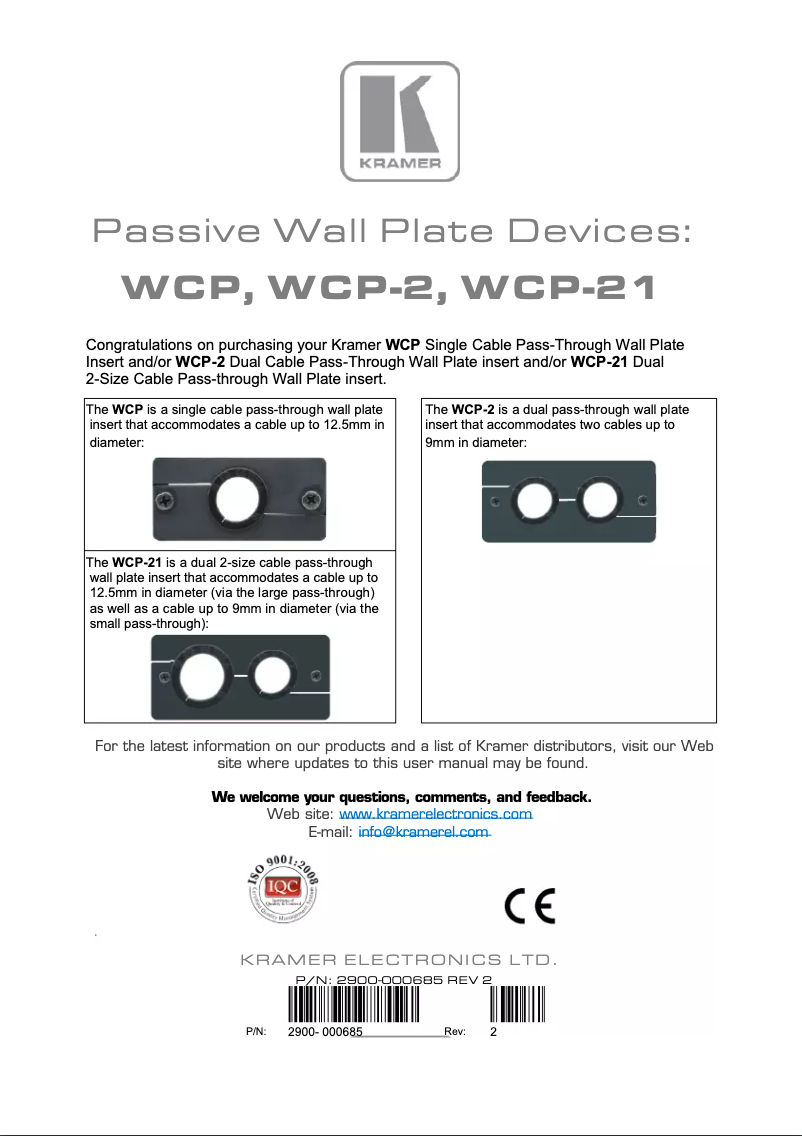 Imagen de la primera página del manual del dispositivo WCP-21