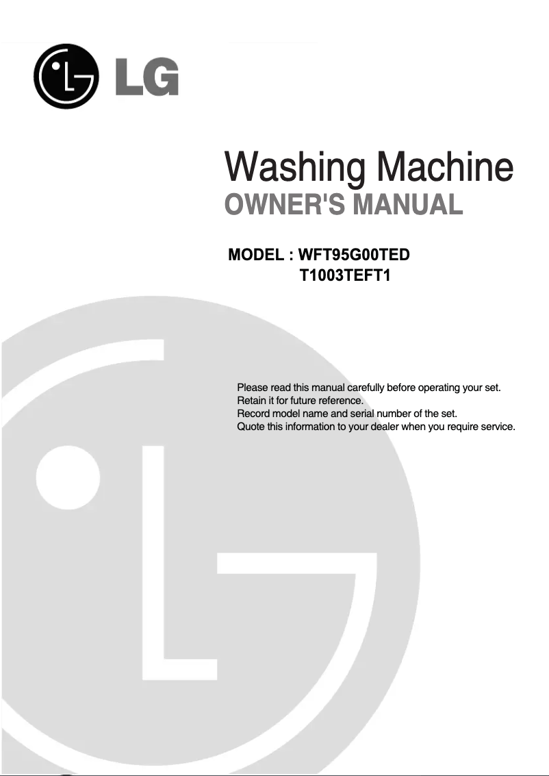 Imagen de la primera página del manual del dispositivo WFT95G00TED