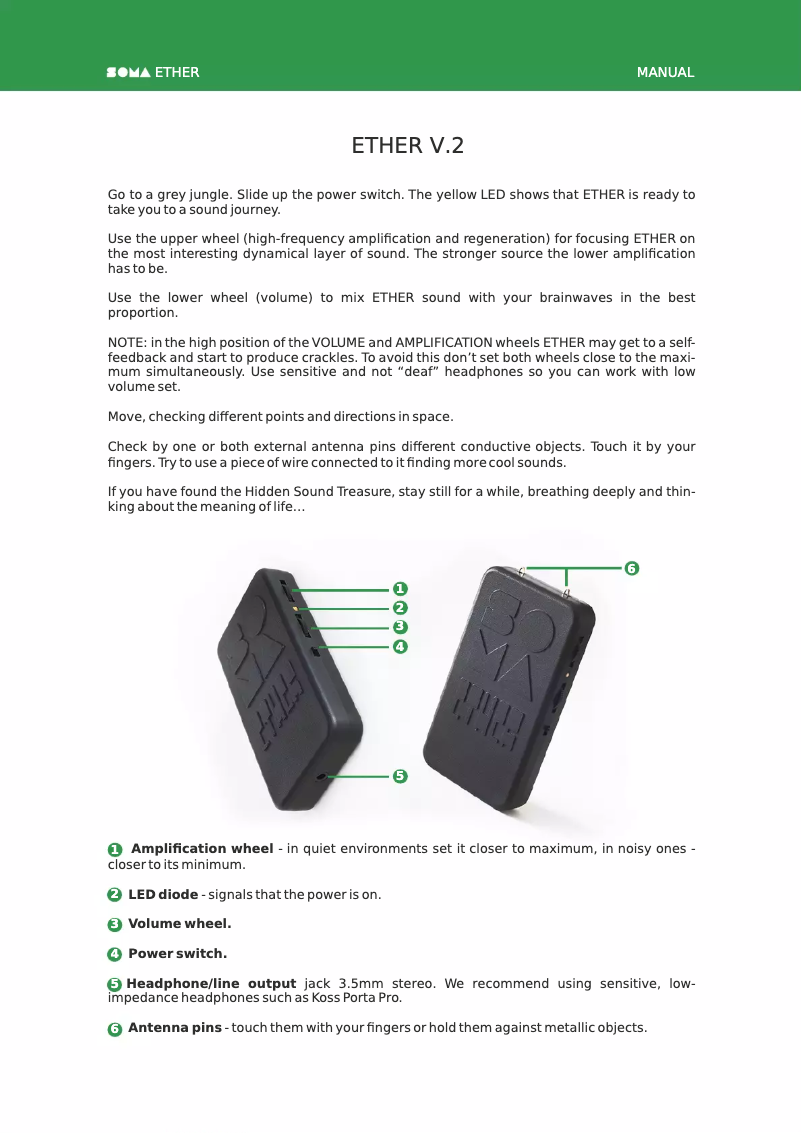 Página 1 del manual Manual de usuario Soma Ether V2