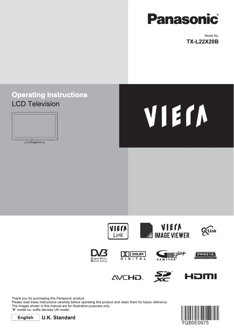 Página 1 del manual Manual de usuario Panasonic Viera TX-L22X20B