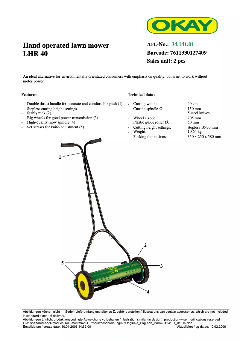 Imagen de la primera página del manual del dispositivo LHR 40