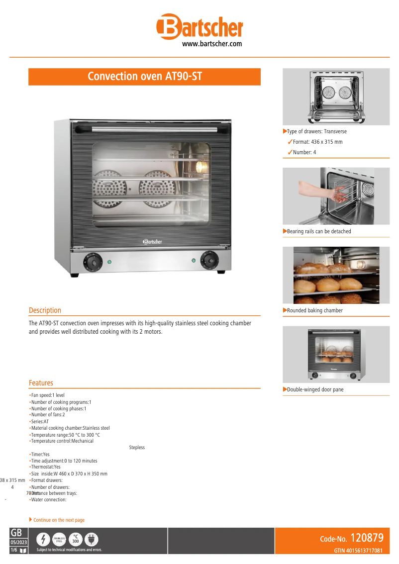 Página nº 1 - Ficha técnica Bartscher AT90-ST