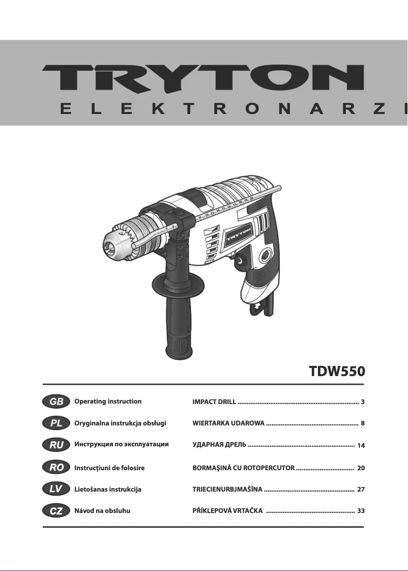 Imagen de la primera página del manual del dispositivo TDW550