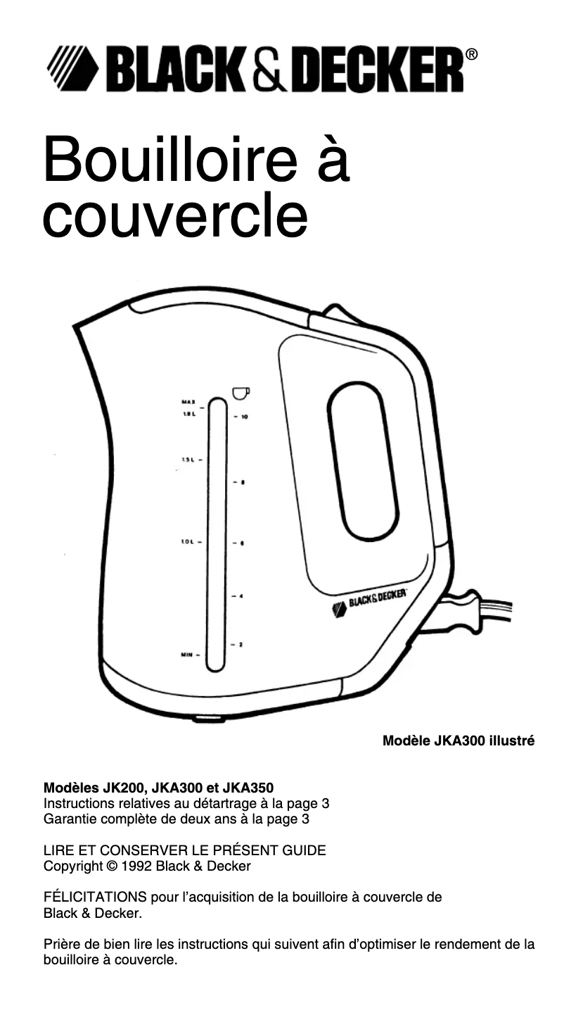 Imagen de la primera página del manual del dispositivo JKA350