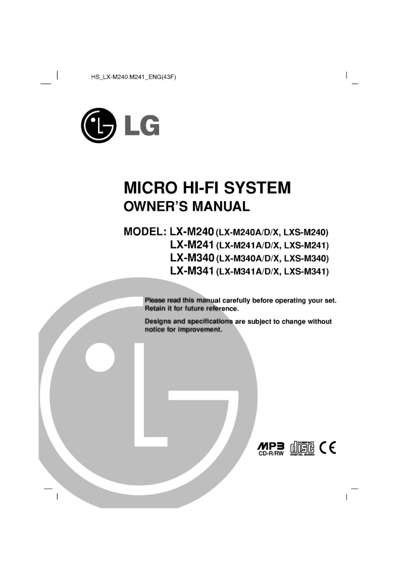 Imagen de la primera página del manual del dispositivo LX-M241