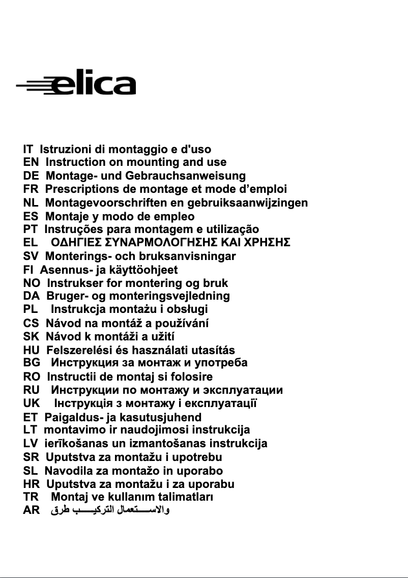 Página 1 del manual Manual de usuario Elica TENDER 70