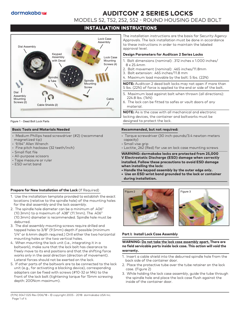 Imagen de la primera página del manual del dispositivo Auditcon 552