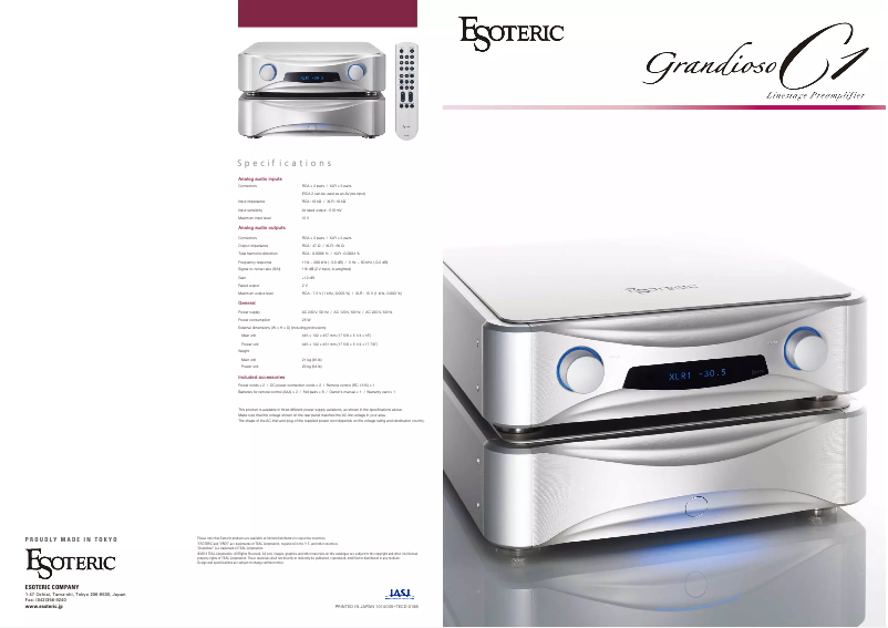 Imagen de la primera página del manual del dispositivo Grandioso C1