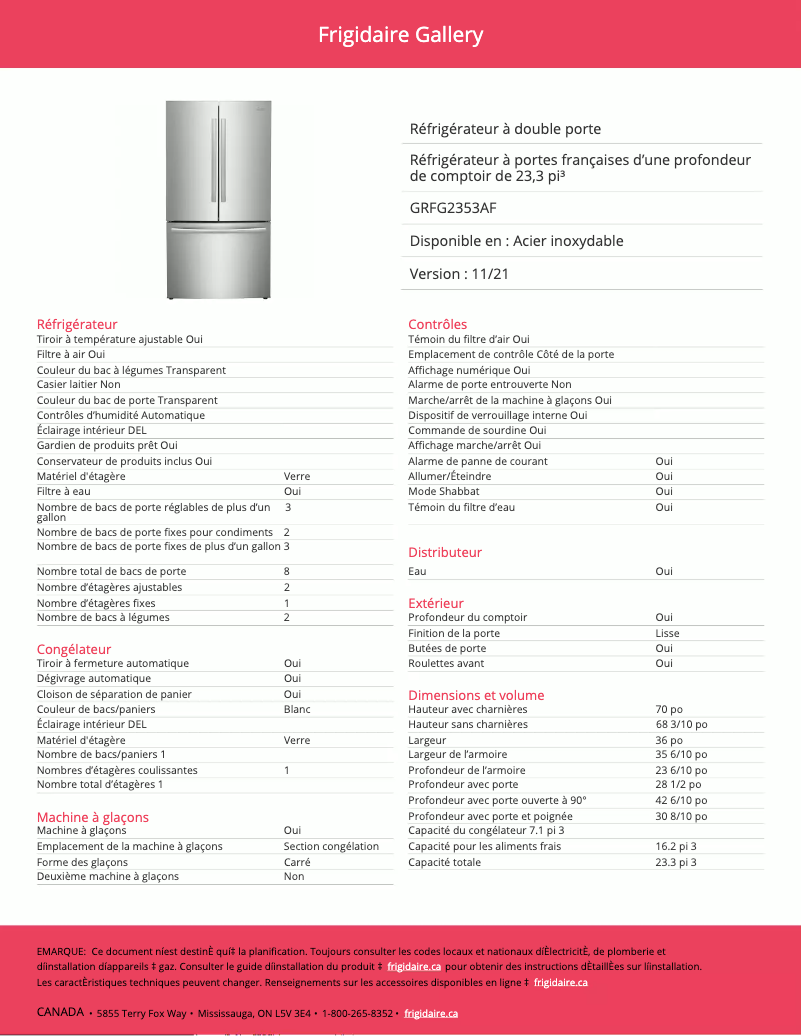 Imagen de la primera página del manual del dispositivo GRFG2353AF