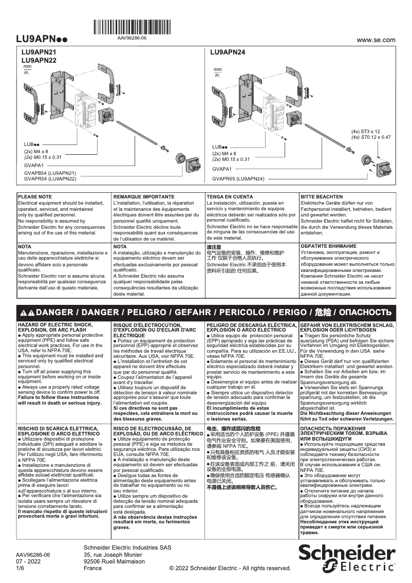 Página 1 del manual Manual de usuario Schneider LU9APN21