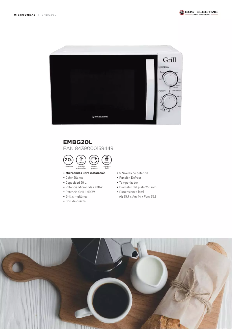 Página 1 del manual Ficha técnica EAS Electric EMBG20L