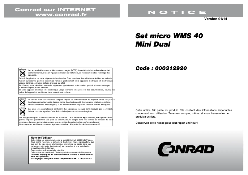 Imagen de la primera página del manual del dispositivo WMS 40 Mini Dual