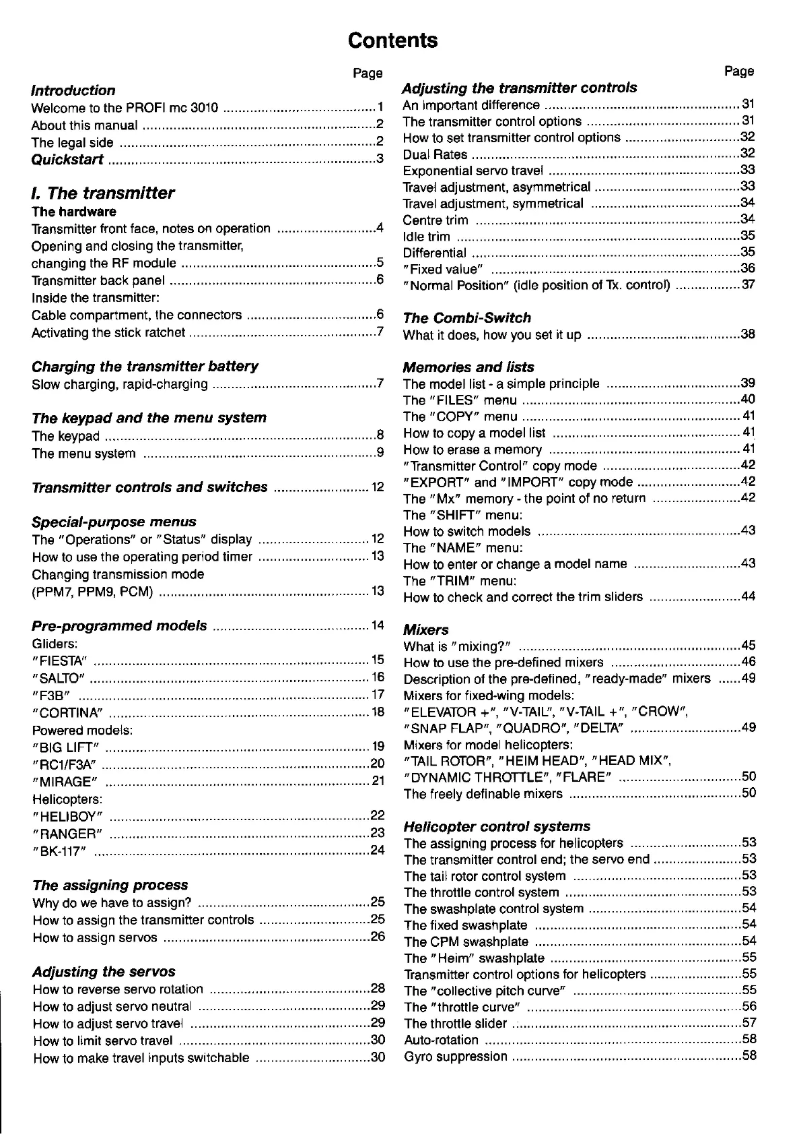 Imagen de la primera página del manual del dispositivo PROFI mc 3010