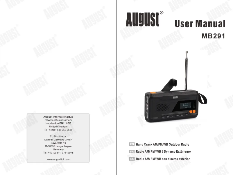 Página 1 del manual Manual de usuario August MB291B=