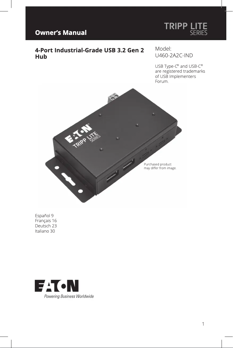 Imagen de la primera página del manual del dispositivo U460-2A2C-IND