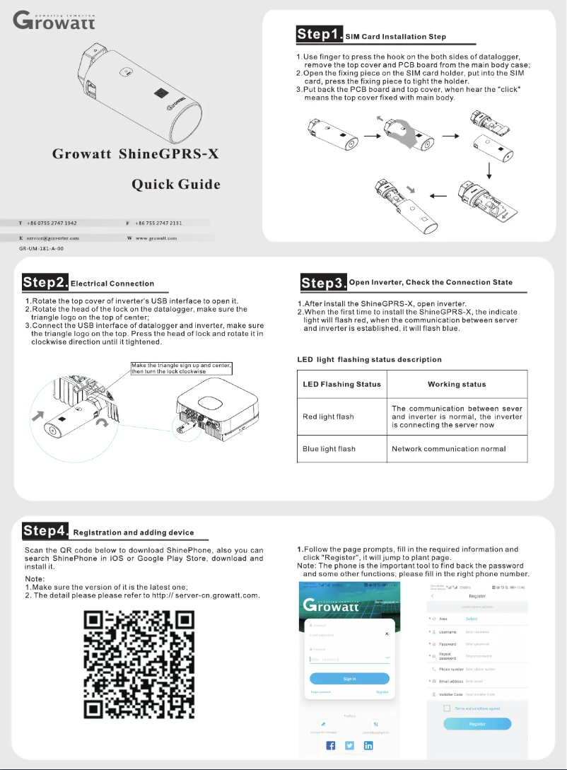 Página 1 del manual Manual de usuario Growatt ShineGPRS-X
