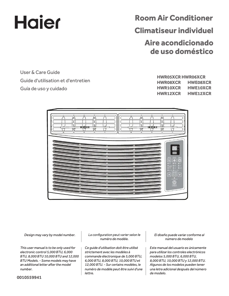 Imagen de la primera página del manual del dispositivo HWE12XCR