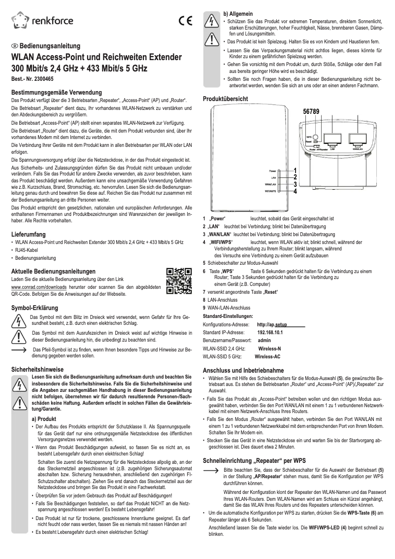 Página nº 1 - Manual de usuario Renkforce RF-WFE-200