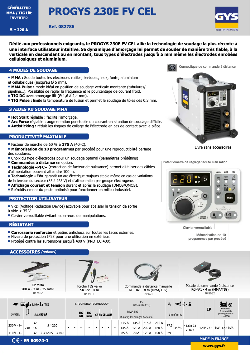 Imagen de la primera página del manual del dispositivo PROGYS 230E FV CEL