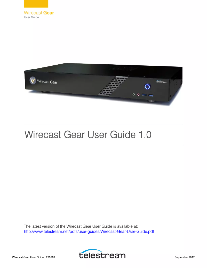 Página 1 del manual Manual de usuario Telestream Wirecast Gear 310
